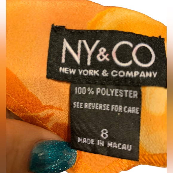 NY & Co Women's Maxi Dress. Beautiful Burnt Orange & Yellow Floral Print. EUC - Picture 5 of 5